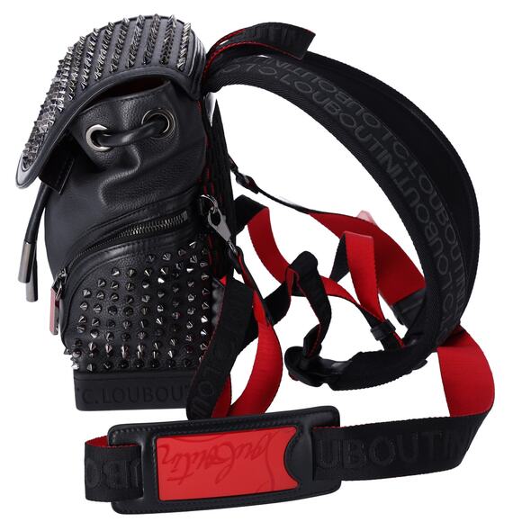 Christian Louboutin Explorer Funk Small Backpack 3215038 Black Red Calf Leather - Picture 2 of 8